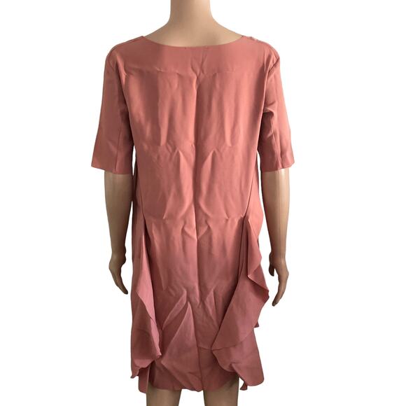 COS Blouse Womens Size 4 Hi Lo Short Sleeve Back Drape Salmon Pink - Picture 2 of 13
